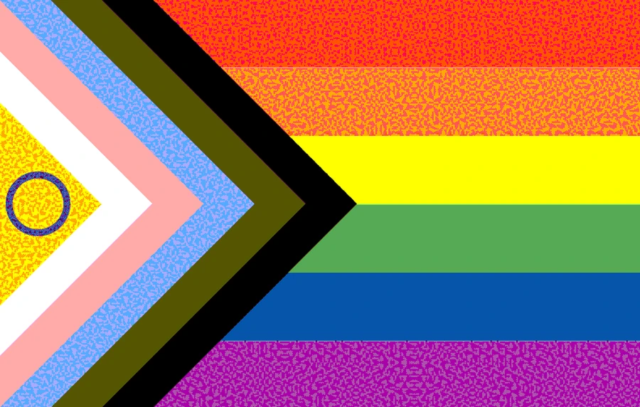 Progress-Pride-Flagge mit Intersex-Symbol