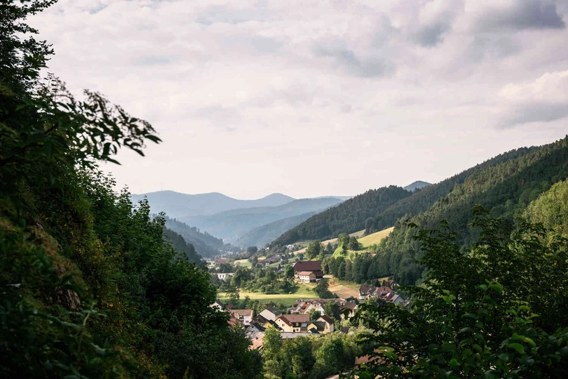 Blick auf eine Ortschaft im Schwarzwaldtal